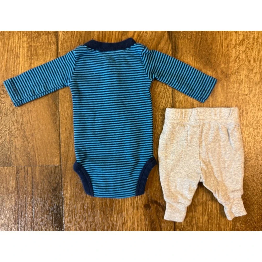 Carters Preemie Baby Boy Outfit Long Sleeved Shirt Pants Clothes Reborn Handsome